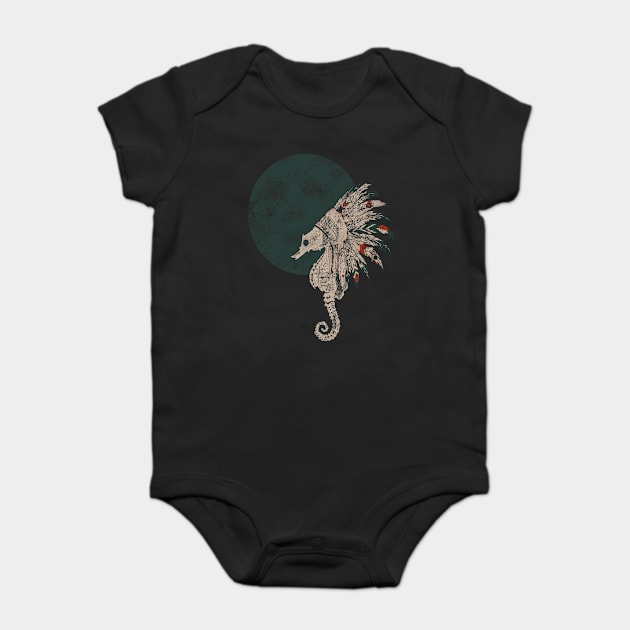 seahorse native night Baby Bodysuit by somatosis